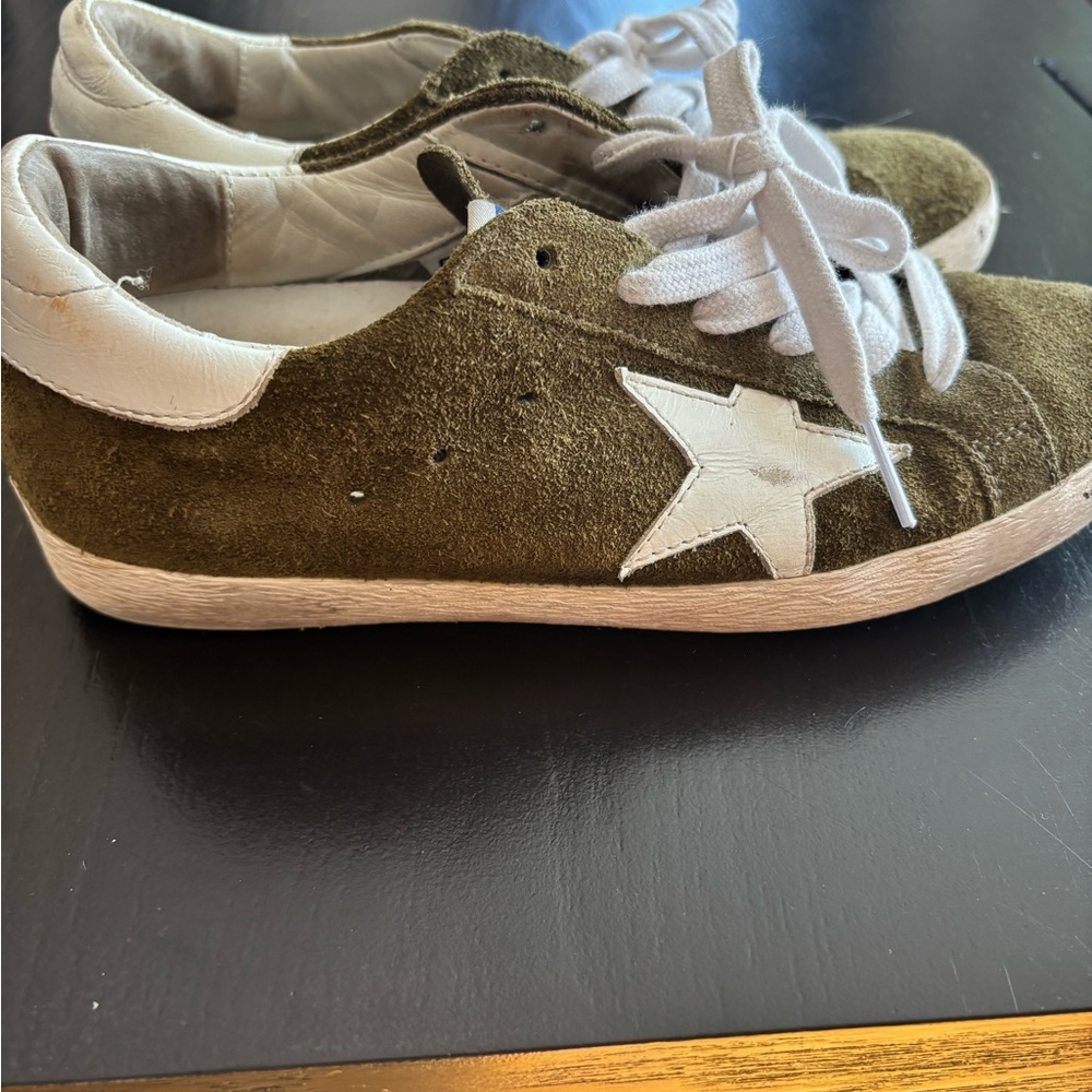 Golden Goose Olive Green Sneakers with White Accents - Picture 5 of 8